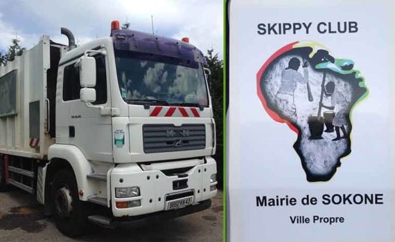 Le Skippy Club d’Yssingeaux envoie un camion poubelle rempli de matériel médical et sportif à Sokone